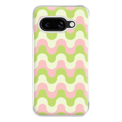 Green And Pink Retro Waves Pattern Phone Case for Google Pixel 8a
