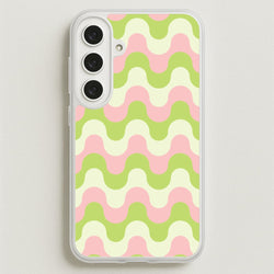 Green And Pink Retro Waves Pattern Phone Case for Galaxy S25FE