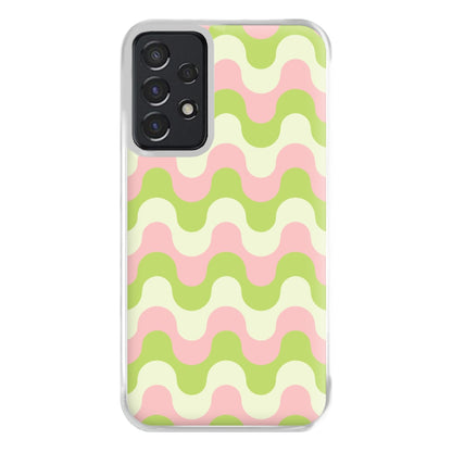 Green And Pink Retro Waves Pattern Phone Case for Galaxy A52 / A52s