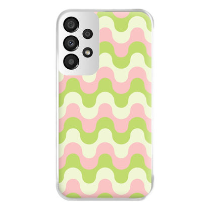 Green And Pink Retro Waves Pattern Phone Case for Galaxy A33