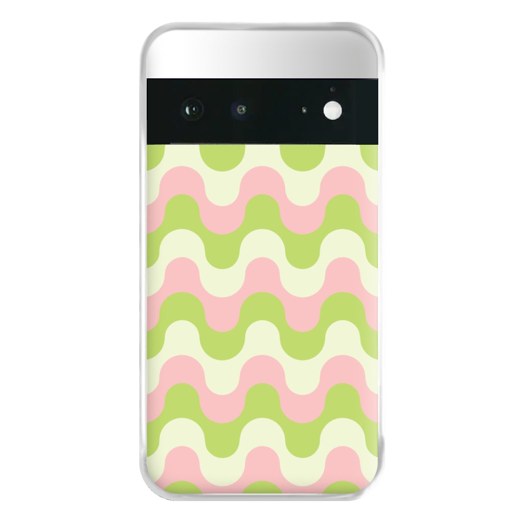 Green And Pink Retro Waves Pattern Phone Case for Google Pixel 6a