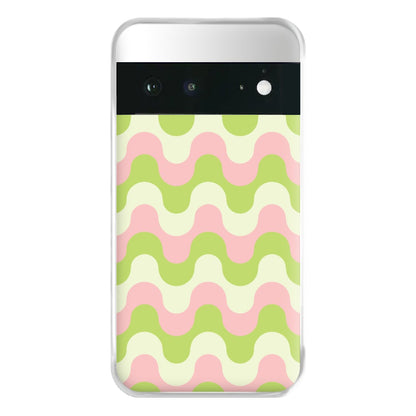 Green And Pink Retro Waves Pattern Phone Case for Google Pixel 6a