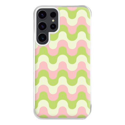 Green And Pink Retro Waves Pattern Phone Case for Galaxy S23 Ultra