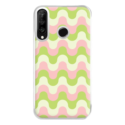 Green And Pink Retro Waves Pattern Phone Case for Huawei P30 Lite