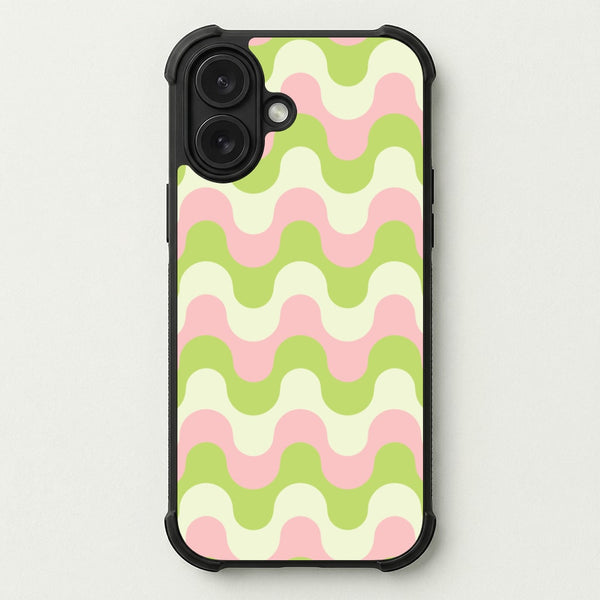 Green And Pink Retro Waves Pattern Phone Case — Bumper case