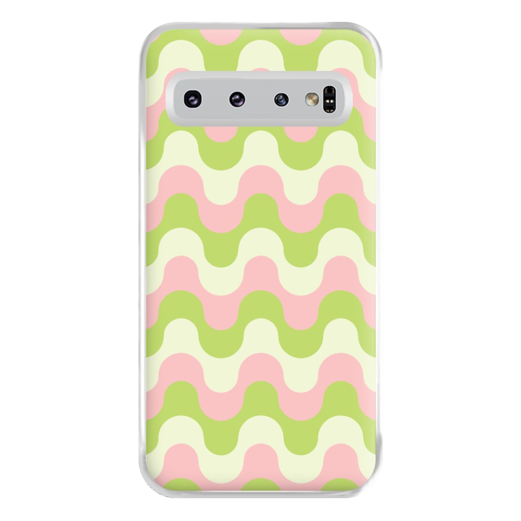 Green And Pink Retro Waves Pattern Phone Case for Galaxy S10 Plus