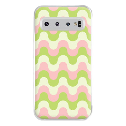 Green And Pink Retro Waves Pattern Phone Case for Galaxy S10 Plus