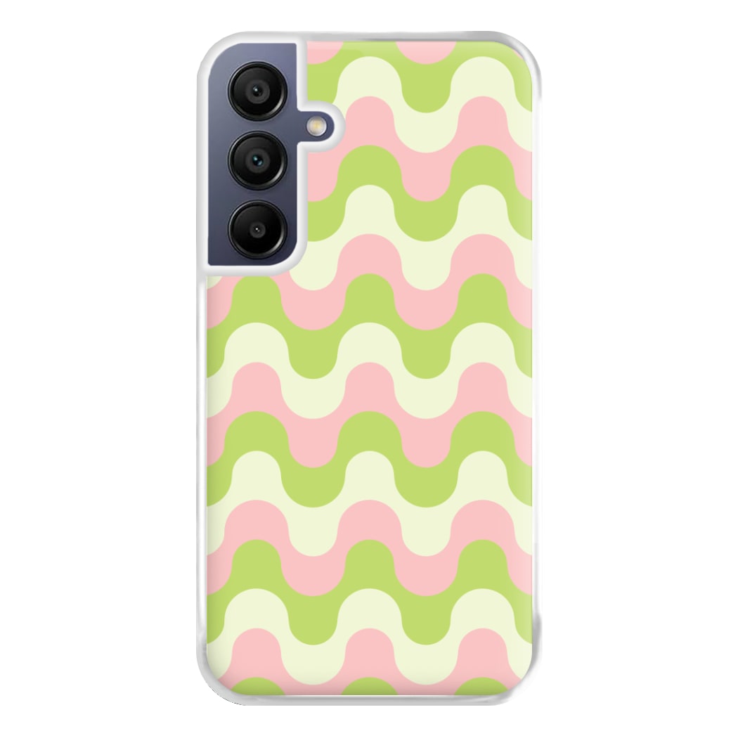 Green And Pink Retro Waves Pattern Phone Case for Galaxy A16
