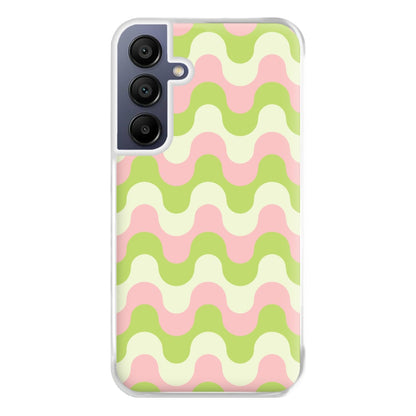 Green And Pink Retro Waves Pattern Phone Case for Galaxy A16