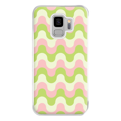 Green And Pink Retro Waves Pattern Phone Case for Galaxy S9 Plus