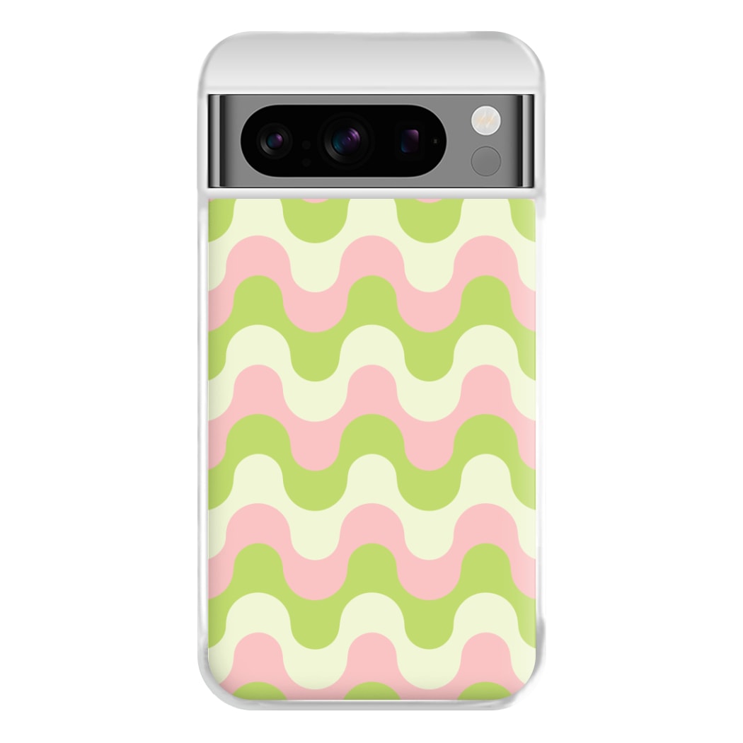 Green And Pink Retro Waves Pattern Phone Case for Google Pixel 8 Pro