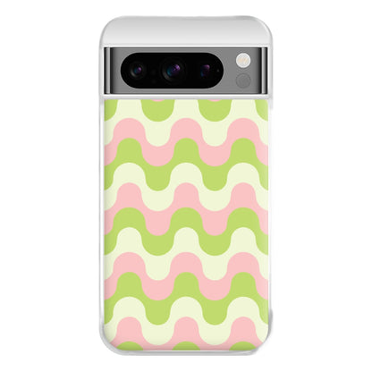 Green And Pink Retro Waves Pattern Phone Case for Google Pixel 8 Pro