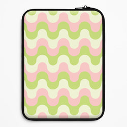 Green And Pink Retro Waves Pattern Universal Laptop Sleeve