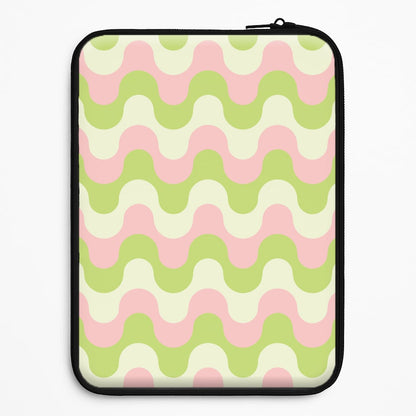 Green And Pink Retro Waves Pattern Universal Laptop Sleeve