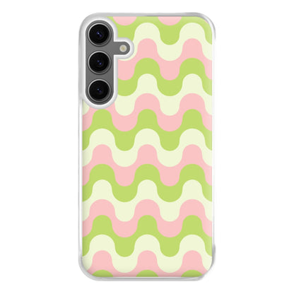 Green And Pink Retro Waves Pattern Phone Case for Galaxy S24FE