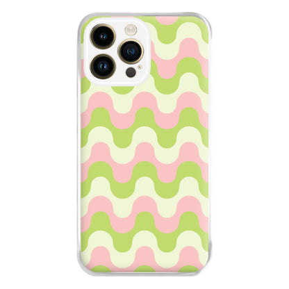 Green And Pink Retro Waves Pattern Phone Case for iPhone 14 Pro Max