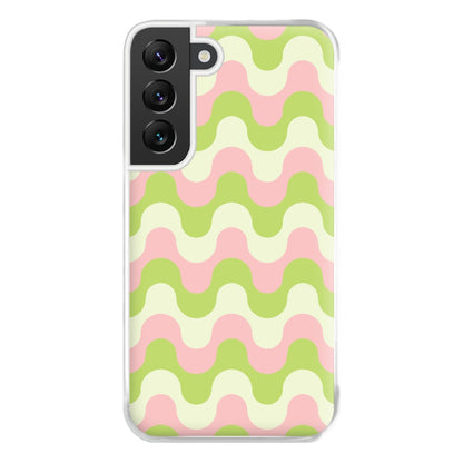 Green And Pink Retro Waves Pattern Phone Case for Galaxy S22 Plus