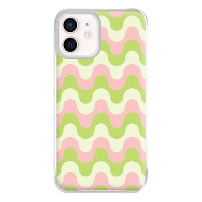Green And Pink Retro Waves Pattern Phone Case for iPhone 13 Mini