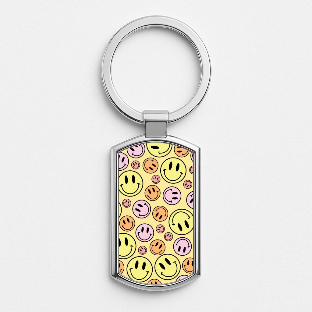 Retro Smileys Pattern Luxury Keyring