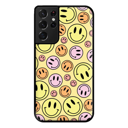 Retro Smileys Pattern Phone Case for Galaxy S21 Ultra