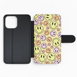 Retro Smileys Pattern Flip Phone Case