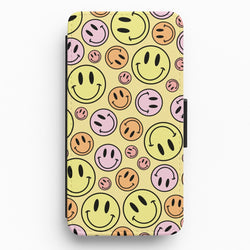 Retro Smileys Pattern Flip / Wallet Phone Case