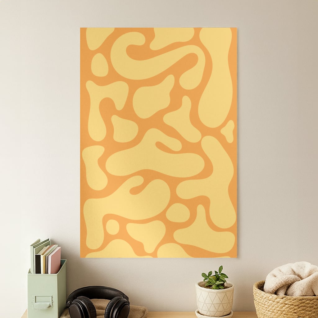 Yellow Blobs Abstract Pattern Poster