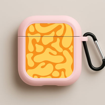 Yellow Blobs Abstract Pattern Pink AirPods Case