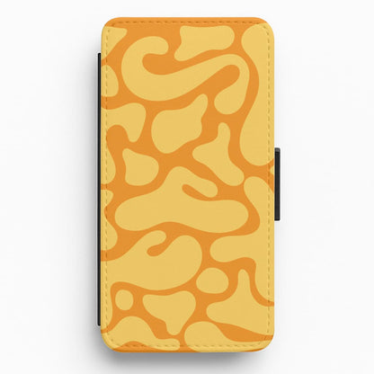 Yellow Blobs Abstract Pattern Flip / Wallet Phone Case
