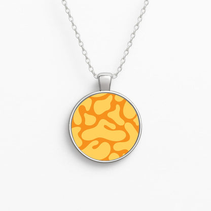 Yellow Blobs Abstract Pattern Circle Necklace