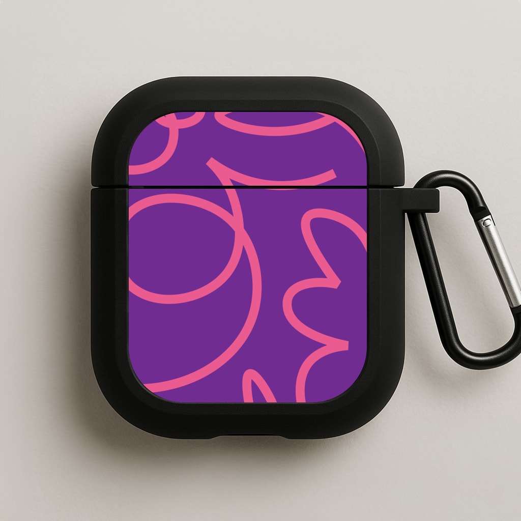Pink Squiggles Abstract Pattern AirPods Case