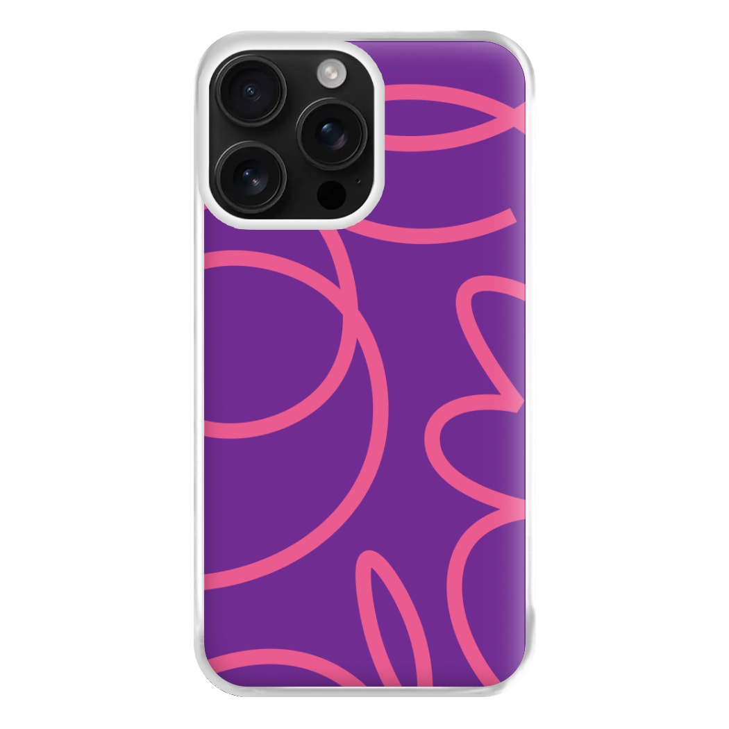 Pink Squiggles Abstract Pattern Phone Case for iPhone 16 Pro Max