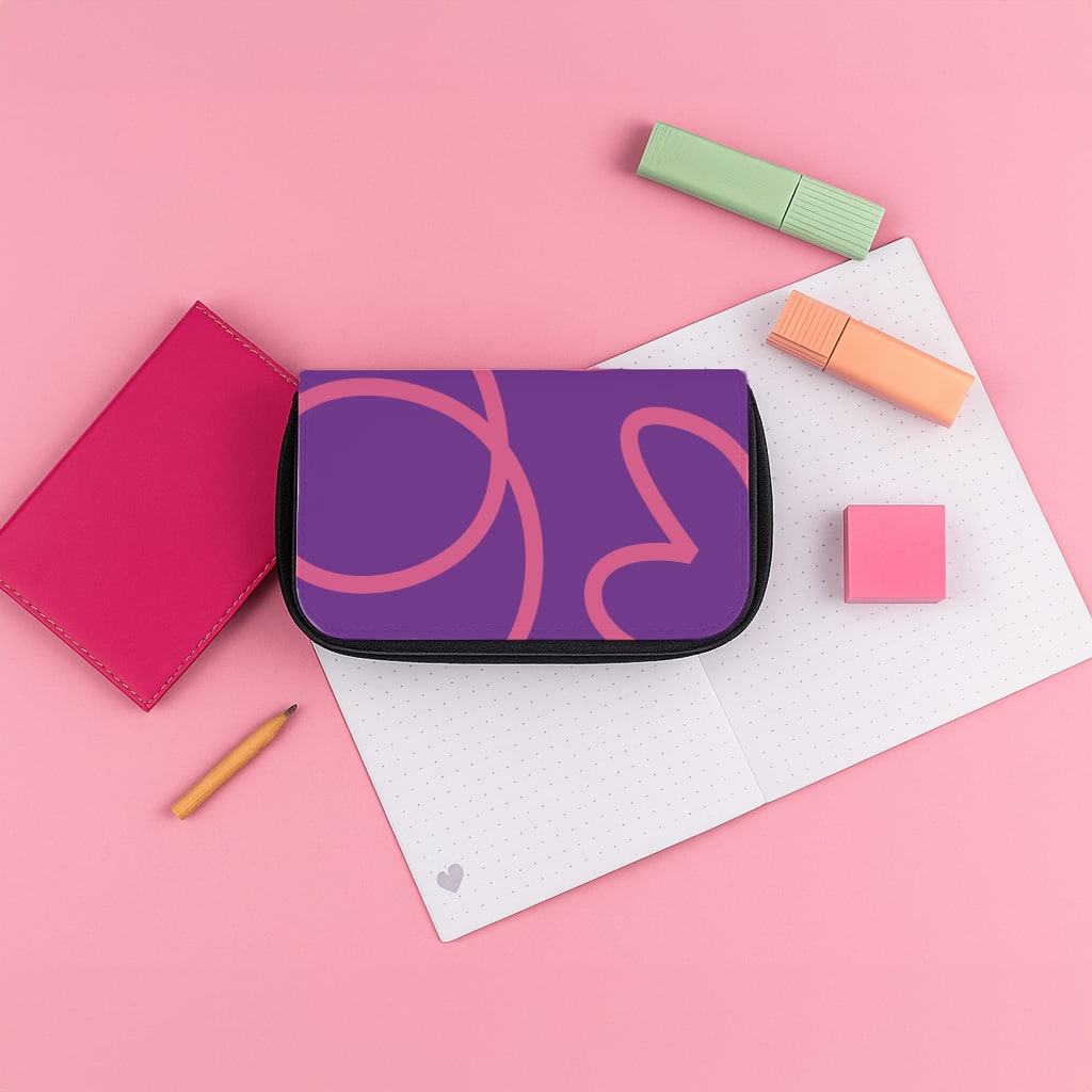 Pink Squiggles Abstract Pattern Pencil Case