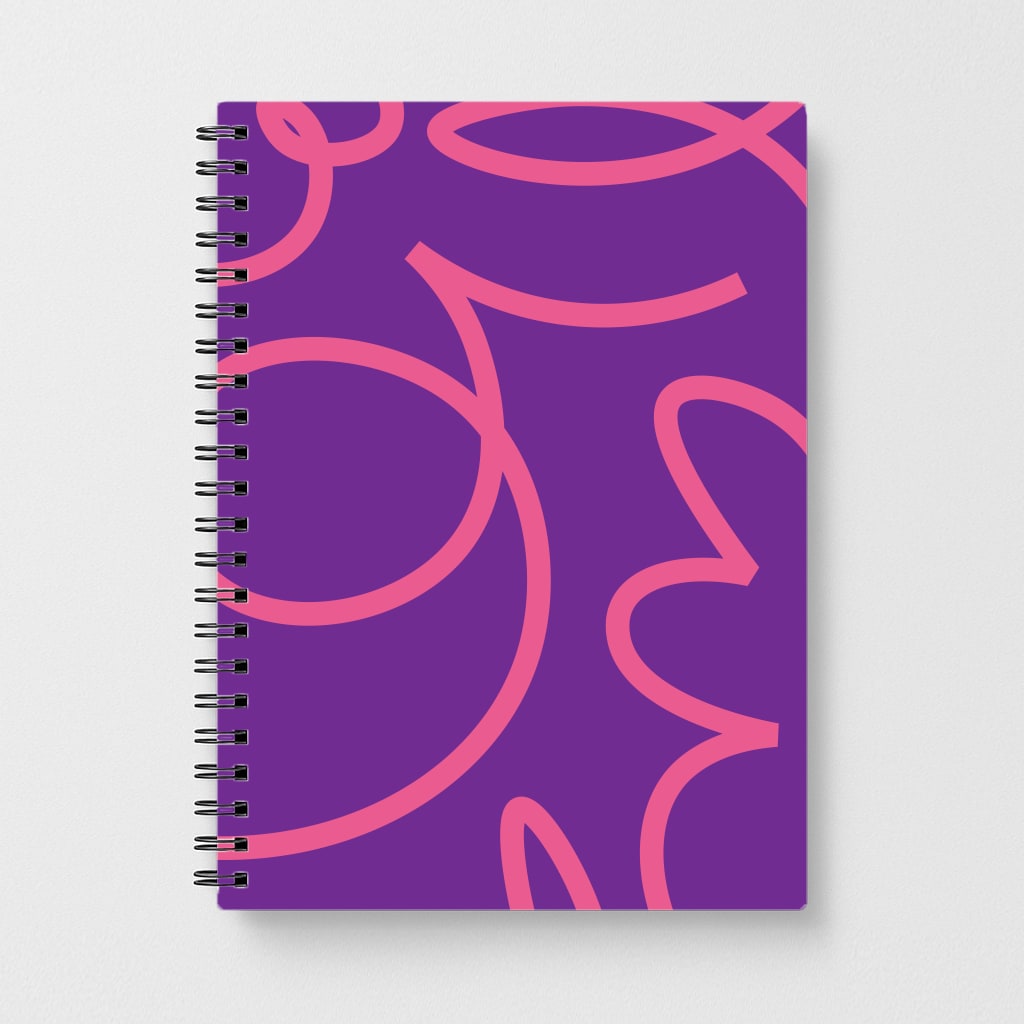 Pink Squiggles Abstract Pattern Notebook