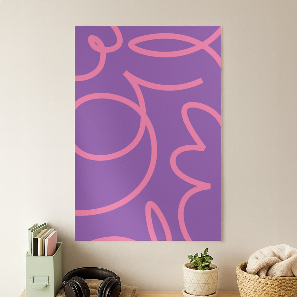 Pink Squiggles Abstract Pattern Poster