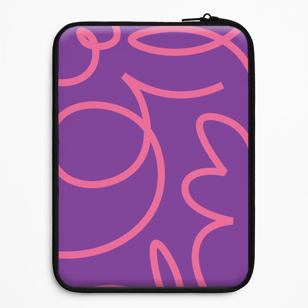 Pink Squiggles Abstract Pattern Universal Laptop Sleeve