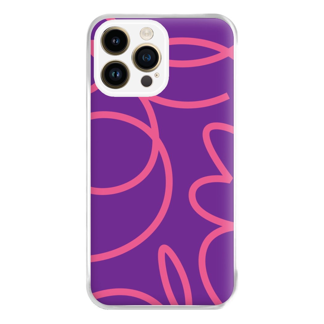 Pink Squiggles Abstract Pattern Phone Case for iPhone 14 Pro Max