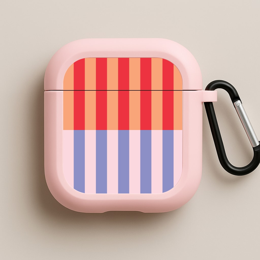 Multicoloured Pinstripe Abstract Pattern Pink AirPods Case