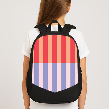 Multicoloured Pinstripe Abstract Pattern Large School Bag