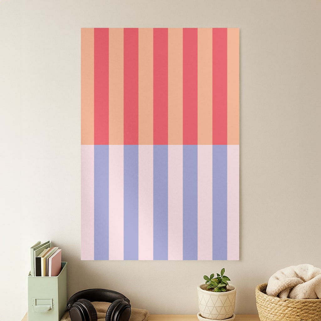 Multicoloured Pinstripe Abstract Pattern Poster