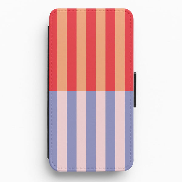 Multicoloured Pinstripe Abstract Pattern Flip / Wallet Phone Case