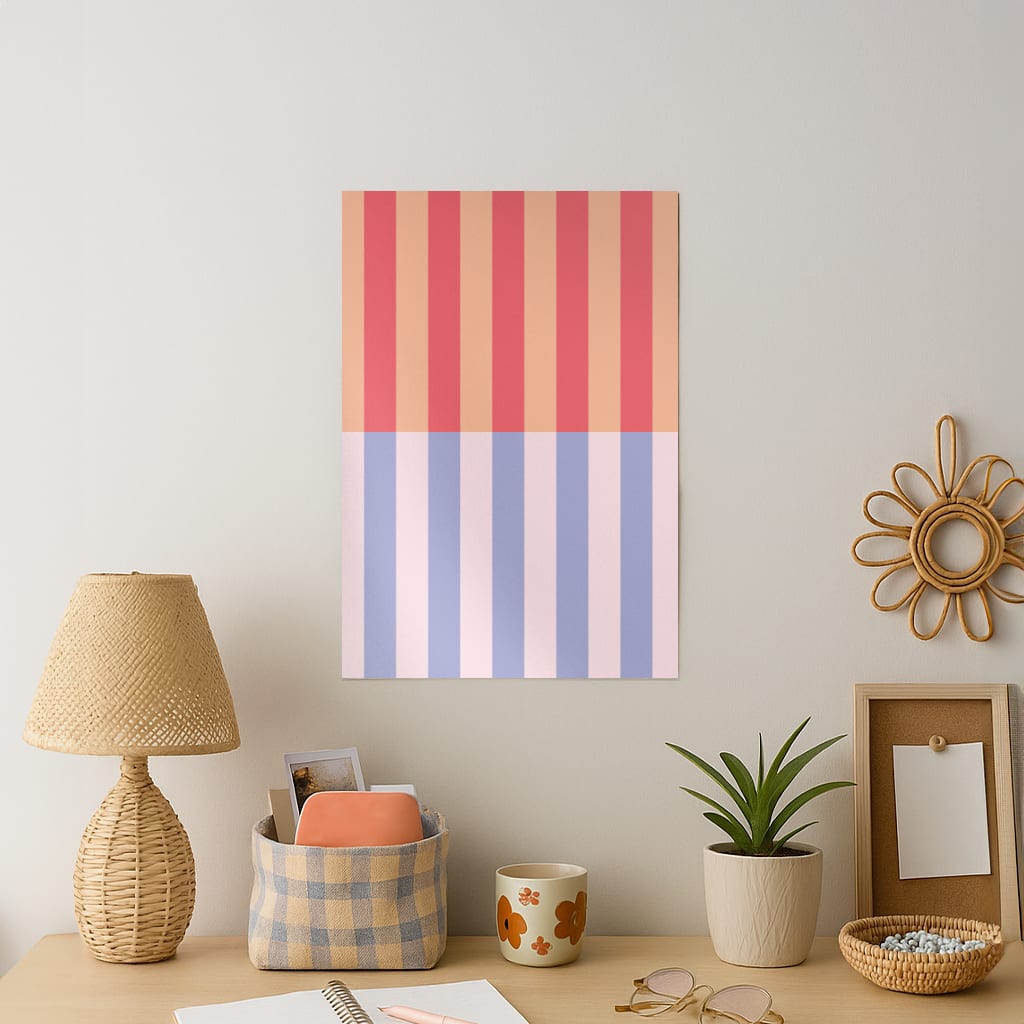 Multicoloured Pinstripe Abstract Pattern Art Print