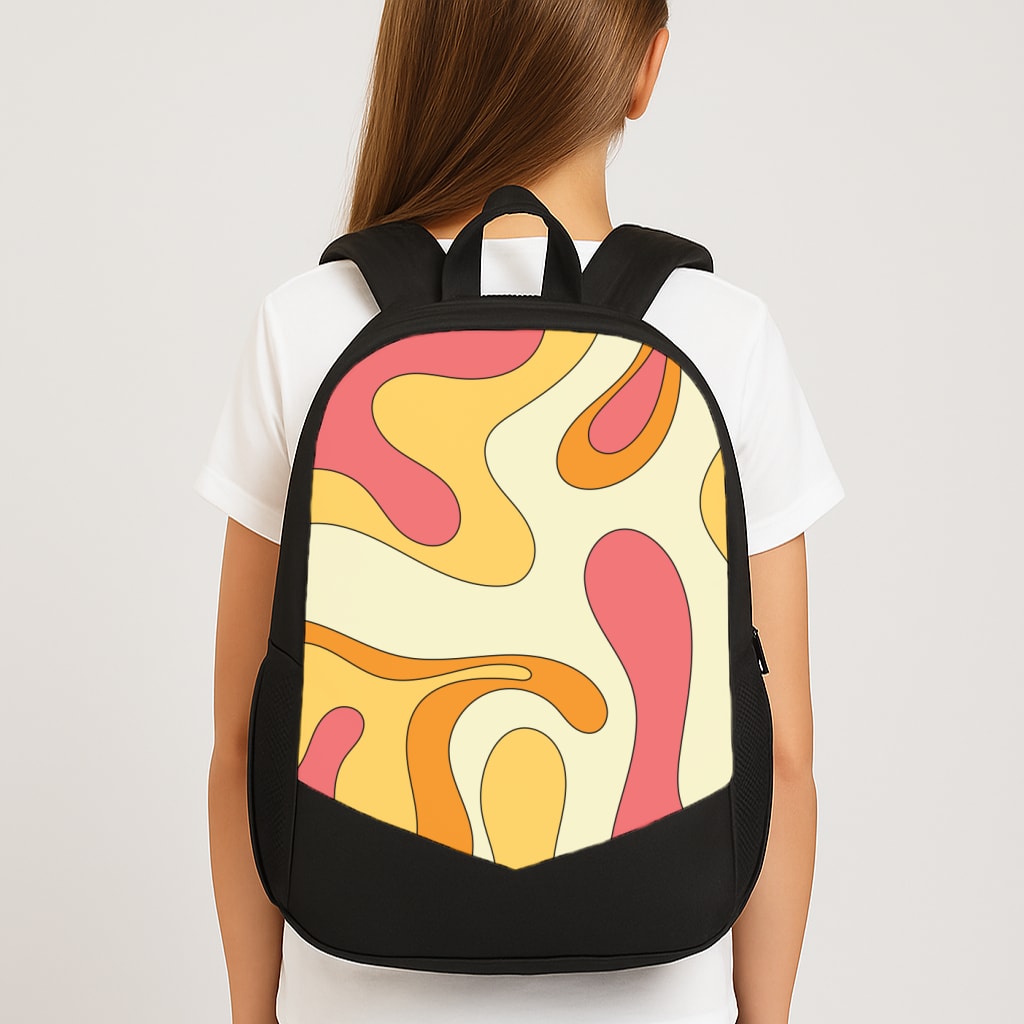 Pastel Waves Abstract Pattern Large School Bag