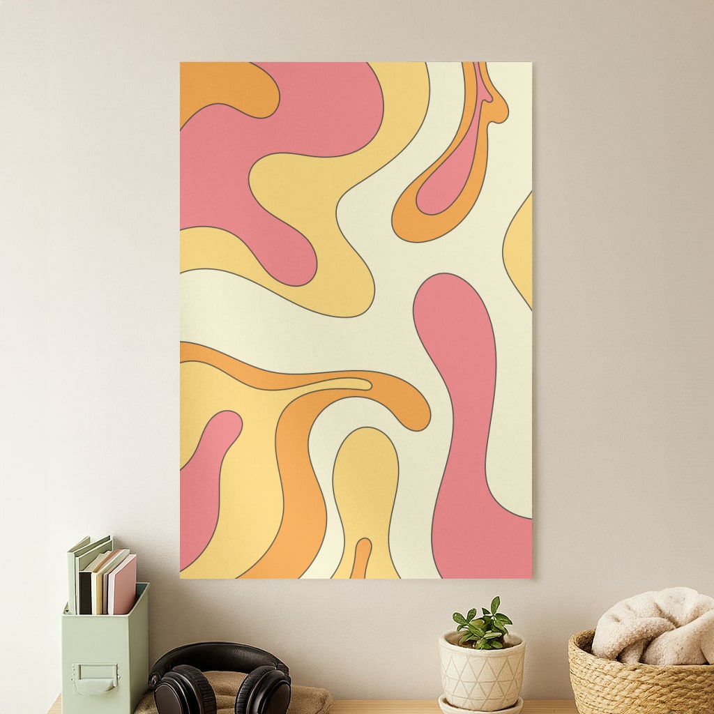 Pastel Waves Abstract Pattern Poster