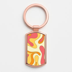 Pastel Waves Abstract Pattern Rose Gold Keyring