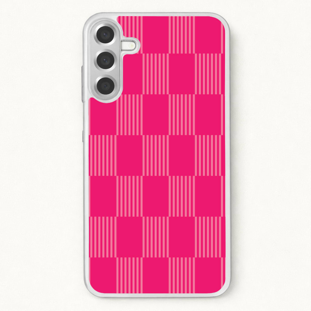 Neon Pink Checkered Abstract Pattern Phone Case for Galaxy A37