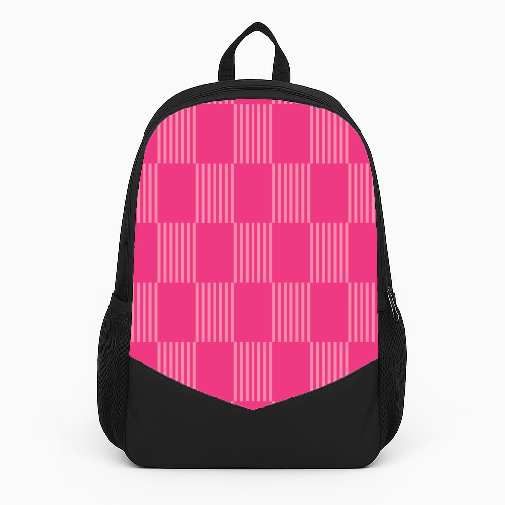 Neon Pink Checkered Abstract Pattern Backpack