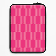 Neon Pink Checkered Abstract Pattern Laptop Sleeve 1