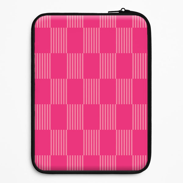 Neon Pink Checkered Abstract Pattern Universal Laptop Sleeve