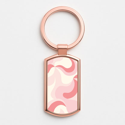 Pastel Pinks Abstract Pattern Rose Gold Keyring
